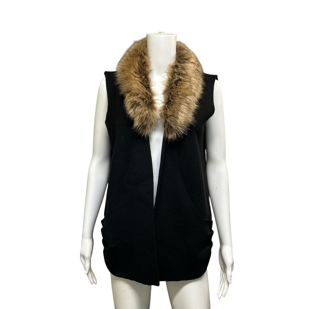 Dolce Cabo Faux Fur Vest Black Size S